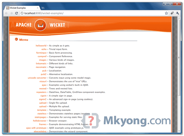 wicket-example-cloned wicket example cloned site