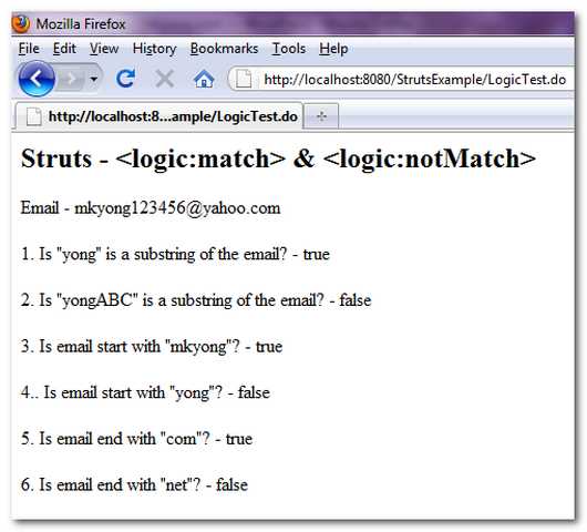 Struts-logic-match-notmatch-example Struts-logic-match-notmatch-example