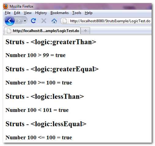 Struts-logic-number-condition-example