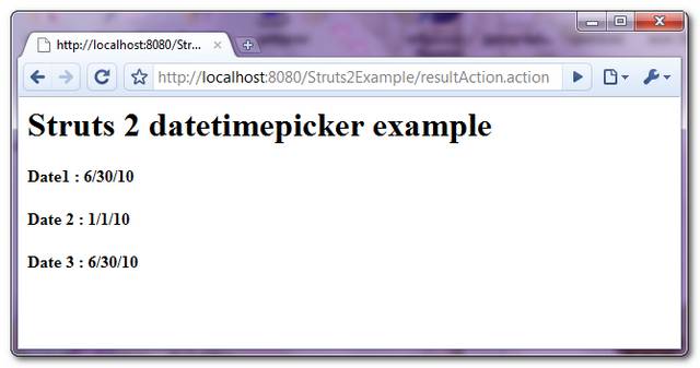 Struts 2 datetimepicker example