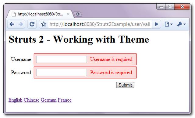 Struts2-theme-example-2 Struts2 mkyong theme