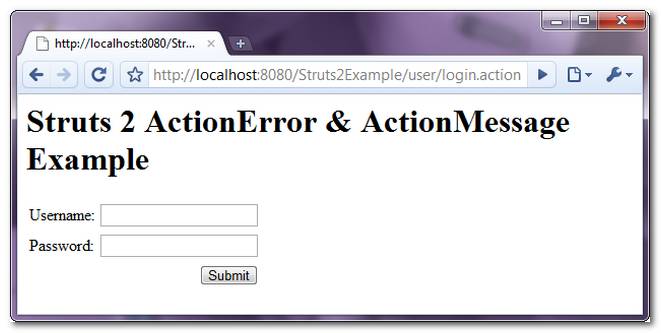 struts2-actionerror-screen1 Struts 2 ActionError 1