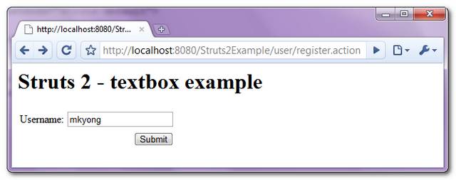 struts2-textbox-example Struts 2 textbox example