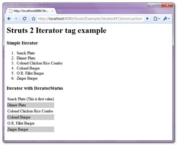 Struts2-Iterator-tag-example Struts 2 Iterator tag