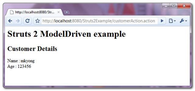 Struts2-ModelDriven-Example2 Struts 2 model driven example
