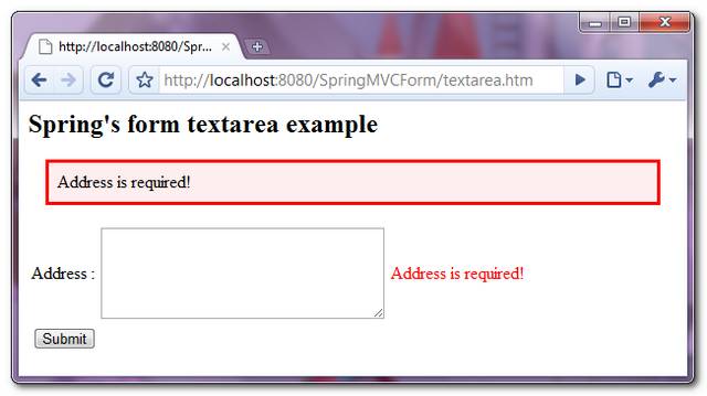 SpringMVC-TextArea-Example-2 SpringMVC-TextArea-Example-2