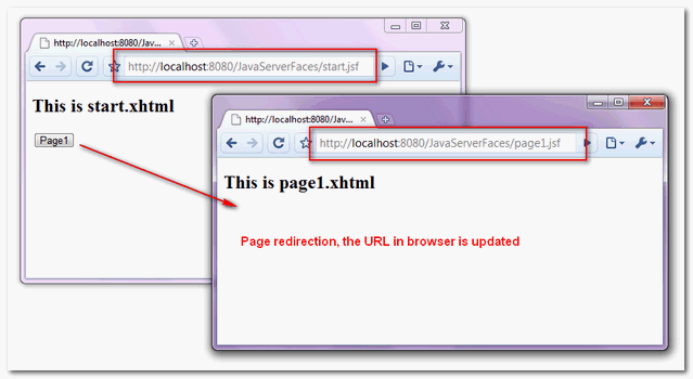 jsf error word wide web page redirect