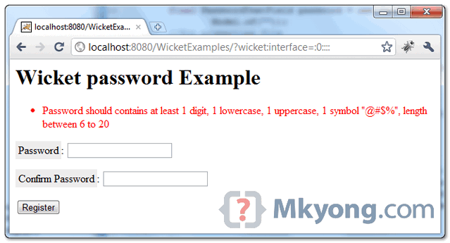 wicket-password-validate-error1 wicket pattern error