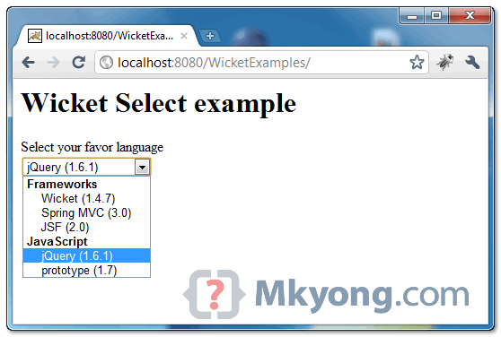 html form select javascript onchange