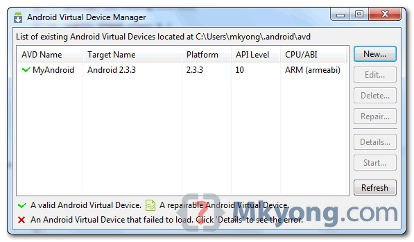 android avd manager