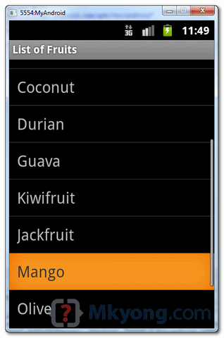 android listview example