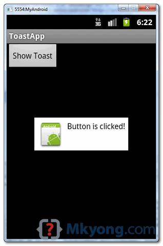 Android Toast example