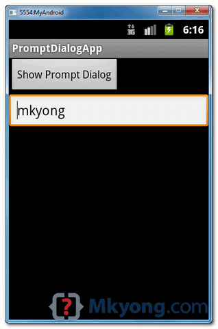 android prompt user input example