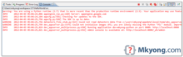 gae-eclipse-python-hello-world-run-3 gea python run locally