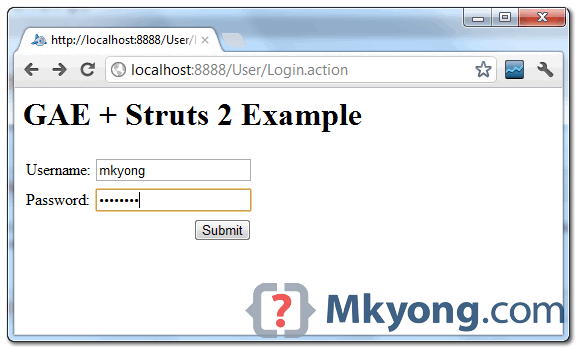 gae-struts2-example8-run-local gae struts2 example run on local