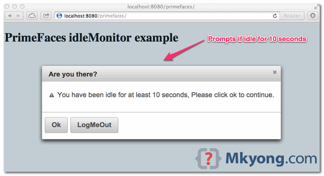primefaces-idlemonitor-example PrimeFaces idleMonitor example