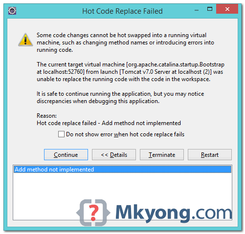 eclipse-hot-swap-failed