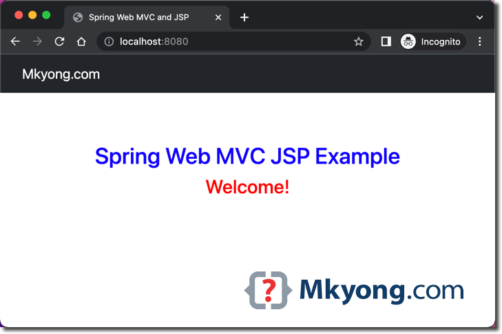 spring web mvc hello world JSP demo 1