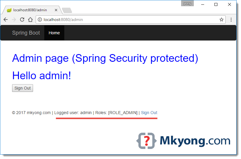 Spring boot + spring security + thymeleaf example – mkyong. Com.